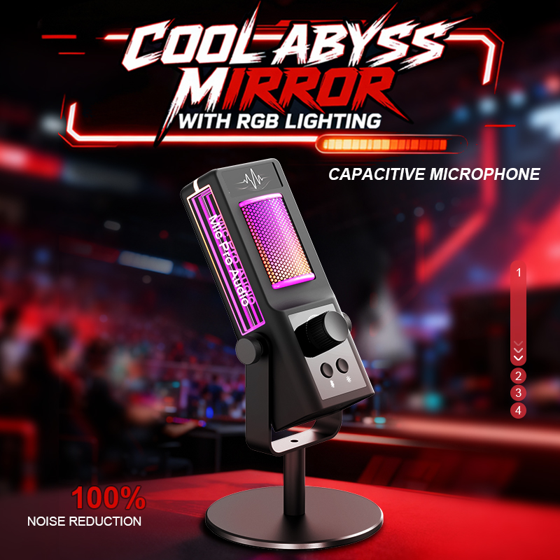 Pc Gaming Online - ميكروفون مكثف RGB للبودكاست وألعاب الكمبيوتر